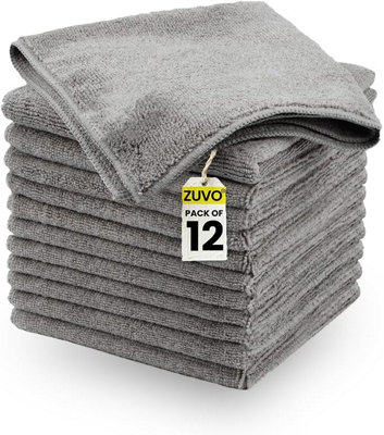 Zuvo Microfibre Cloths Pack Of 12 32X32Cm Ultra Soft Lint Free Reusable Cleaning Rags For Home And Car from B&Q