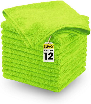 Zuvo Microfibre Cloth Pack Of 12 Green 32X32Cm Reusable Lint Free Cleaning Cloths For Home Car Office from B&Q