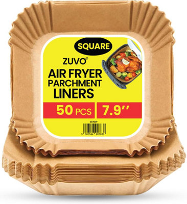 B&Q -  Air Fryer Liners Paper 50 Pack 7.9 Inch Square Greaseproof Parchment Paper For Baking And Frying