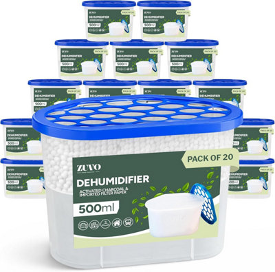 Zuvo Dehumidifier 500Ml - Moisture Absorber And Closet Dehumidifier Helps Absorbs Damp, Mildew, Mould And Condensation