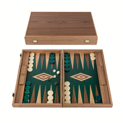 Uber Games Manopoulos Walnut With Green Oak Luxury Backgammon Set from B&Q