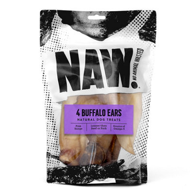 B&Q 4 X Naw Buffalo Ears Natural Dog Treats