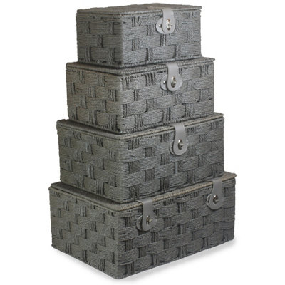 B&Q -  Eh111G-114G Paper Set Of 4 Grey Paper Rope Picnic Baskets