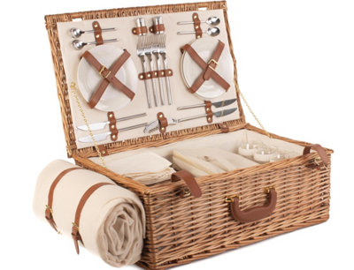 Hamper Fh017 Wicker Deluxe Fully Fitted 4 Person Traditional Picnic Basket Red