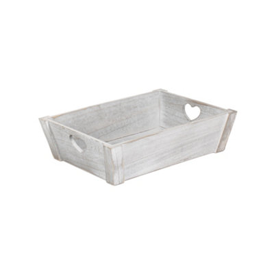 Red Hamper Wb029 Wood Large Vintage Heart Cut Handle Wooden Tray from B&Q