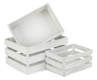 Hamper Wb033-035 Wood Set Of 3 Vintage Slatted Wooden Crate Red