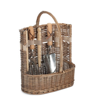 Red Hamper G020/2 Wicker Large Antique Wash Deluxe Garden Tool Basket from B&Q