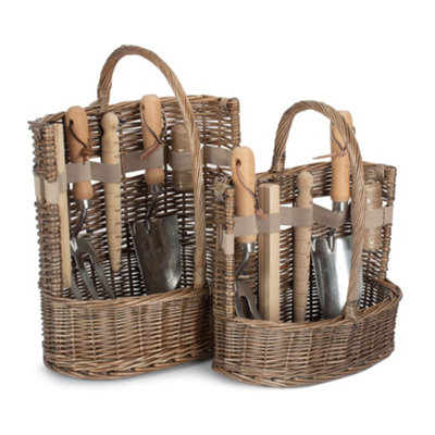 Red Hamper G020 Wicker Set Of 2 Garden Basket Antique Wash Deluxe Trug Tool Basket from B&Q