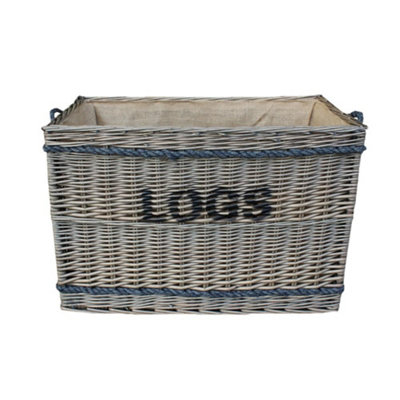 Red Hamper W060 Wicker Large Rope Handle Log Basket from B&Q