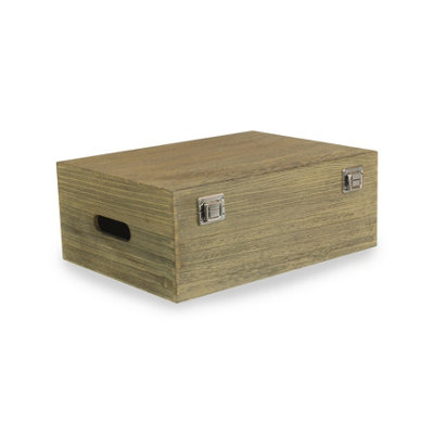 Red Hamper Wb044 Wood Oak Effect Wooden Box 35Cm