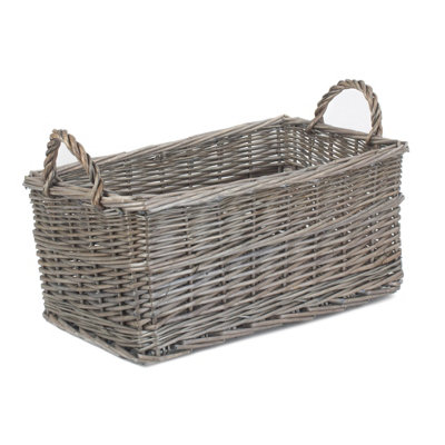 Red Hamper St036/1 Wicker Shallow Antique Wash Storage Basket Small