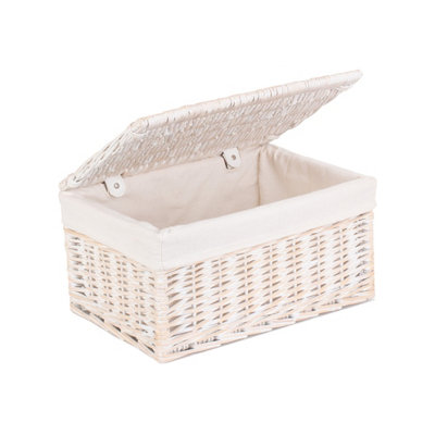Red Hamper Eh131L Wicker Small White Wash Steamed Cotton Lined Storage Basket from B&Q