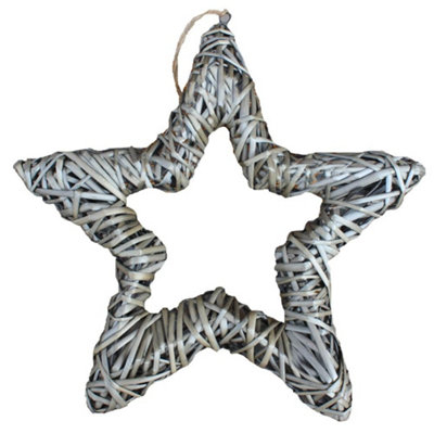 Red Hamper H137 Wicker Antique Wash Open Star Christmas Decoration from B&Q