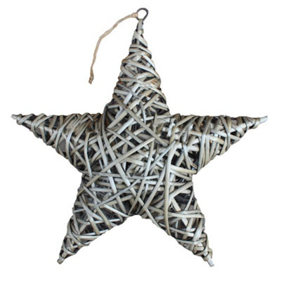 Red Hamper H138 Wicker Antique Wash Full Star Christmas Decoration from B&Q