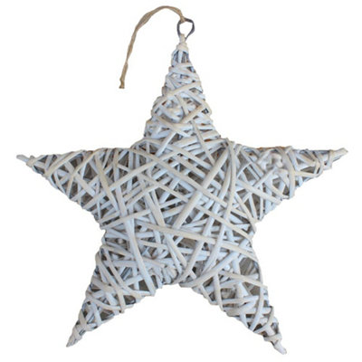 Red Hamper H142 Wicker White Wash Full Star Christmas Decoration from B&Q