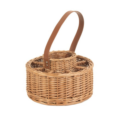 Red Hamper Db039 Wicker Round Whisky Celebration Drinks Carrier