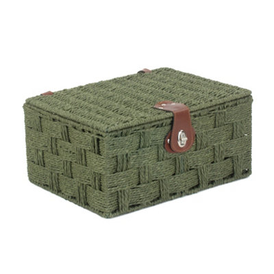 Red Hamper Eh112Grn Paper Medium Forest Green Woven Paper Rope Hamper from B&Q