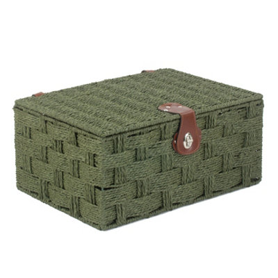 Red Hamper Eh113Grn Paper Large Forest Green Woven Paper Rope Hamper from B&Q