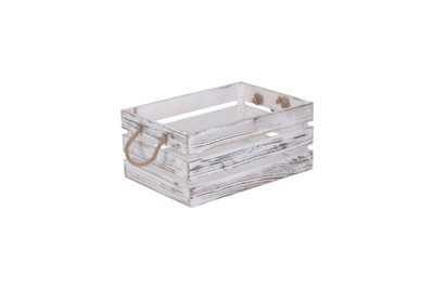 Red Hamper Red/White Hamper Wb062 Wood Distressed Rope Handled Crate Medium