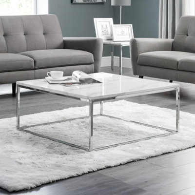 Julian Bowen Scala Chrome And White Marble Top Coffee Table - Image 10