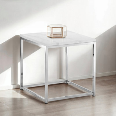 Julian Bowen Scala White Marble Top Lamp Table - Image 11