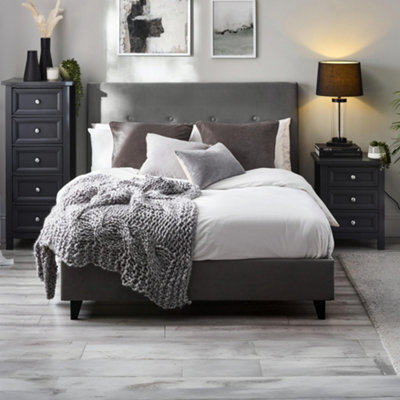 Julian Bowen Shoreditch 135Cm Double Grey Velvet Bed from B&Q