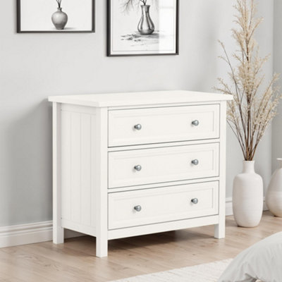 Julian Bowen Maine 3 Drawer Wide ChestSurf White from B&Q