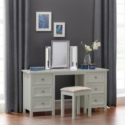 B&Q -  Maine Dove Grey Dressing Stool With Ivory Padded SeatWoodHeight: 48 X Width: 41 X Depth: 35Cm