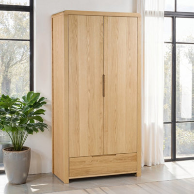 Julian Bowen - Oak Wardrobe - 2 Door - Single Drawer - White - Image 7