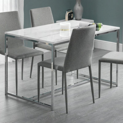 Scala Dining Table 1.2m White Marble & Chrome - Julian Bowen  | TJ Hughes - Image 10