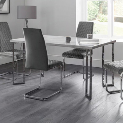 Julian Bowen Positano Table - Marble & Chrome - Image 8