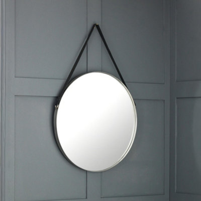 Julian Bowen Opera Round Mirror, Grey - H60 x W60cm | Modern Wall Mirror for Living Room or Hallway, Pewter Metal Frame, No Assembly Needed - Image 8