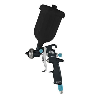 Fmt9800/1.2 Hvlp Gravity Feed Spray Gun With Black 600Ml Paint Pot For Uv Curing Paint Spraying. 1.2mm Aircap from B&Q