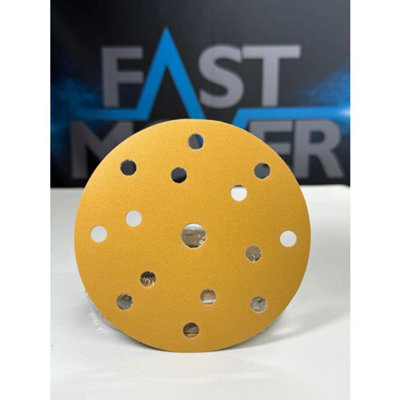  - Fmtgd500 Premium Quality Gold Abrasive Disc 150mm With 15 Holes In 500 Grit. Packed 100 Discs Per Colour Printed Box