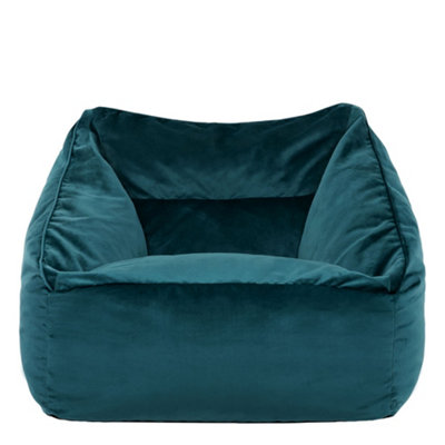 Icon Natalia Velvet Adults Bean Bag Armchair, Ready Filled Beanbag Teal Large