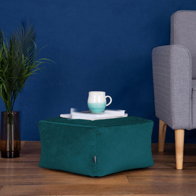 Icon Green Amara Velvet Bean Bag Pouffe Teal
