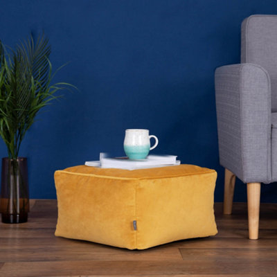 Icon Yellow Amara Velvet Bean Bag Pouffe Ochre