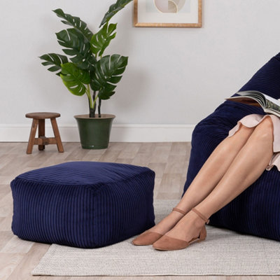 B&Q -  Amara Beanbag Footstool Corduroy Navy Blue - Image 5