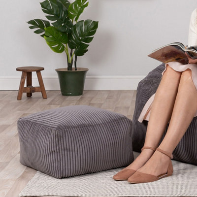 B&Q -  Amara Beanbag Footstool Corduroy Charcoal