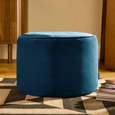 Icon Milano Round Velvet Pouffe - Navy Blue - Image 5