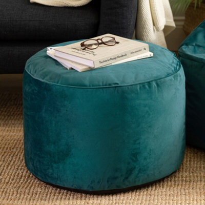 Icon Green Milano Velvet Bean Bag Pouffe Teal Velvet Footstools Large