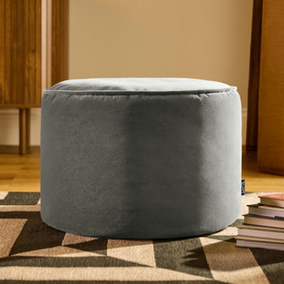 Icon Unisex Charcoal Milano Velvet Bean Bag Pouffe Midnight Blue Large Velvet Footstools In - Image 5