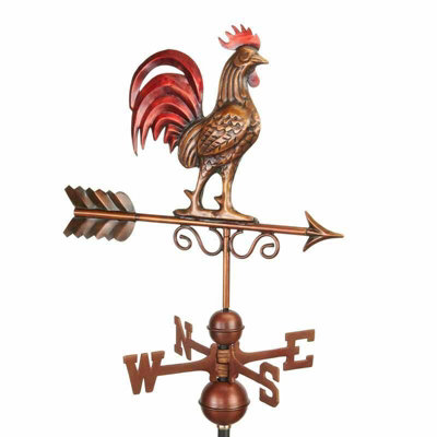 B&Q -  Bantam Red Rooster Copper Farmhouse WeathervaneSteelL47 X W47 X H86.6 CmAntique Bronze Finish