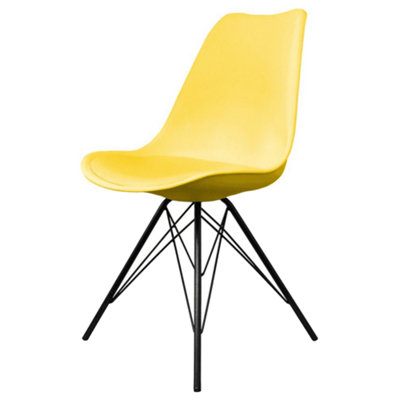 B&Q -  Soho Yellow Plastic Dining Chair With Black Metal Legs