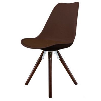 B&Q -  Soho Chocolate Plastic Dining Chair With Pyramid Dark Wood Legs