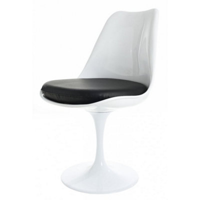 Fusion Living White/Black Tulip Dining Chair With Pu Cushion
