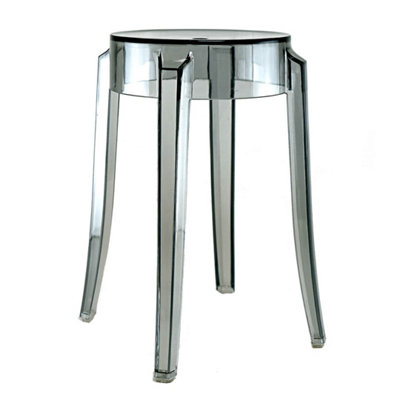 B&Q -  Ghost Style Smoke Grey Low Stool46.5Cm