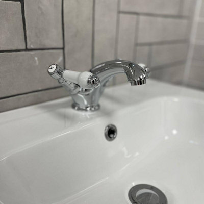  - Eliseo Ricci Newbury Basin MixerWhite Handles