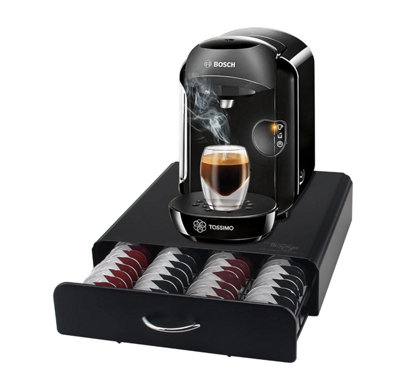 Ever Rich Tassimo Capsule Storage For 64 PiecesT-Disc Coffee CapsulesBosch Stand And DrawerAnti-Vibration DesignBlack from B&Q