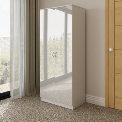Fwstyle Unisex White High Gloss 2 Door Double Large Wardrobe - Image 10